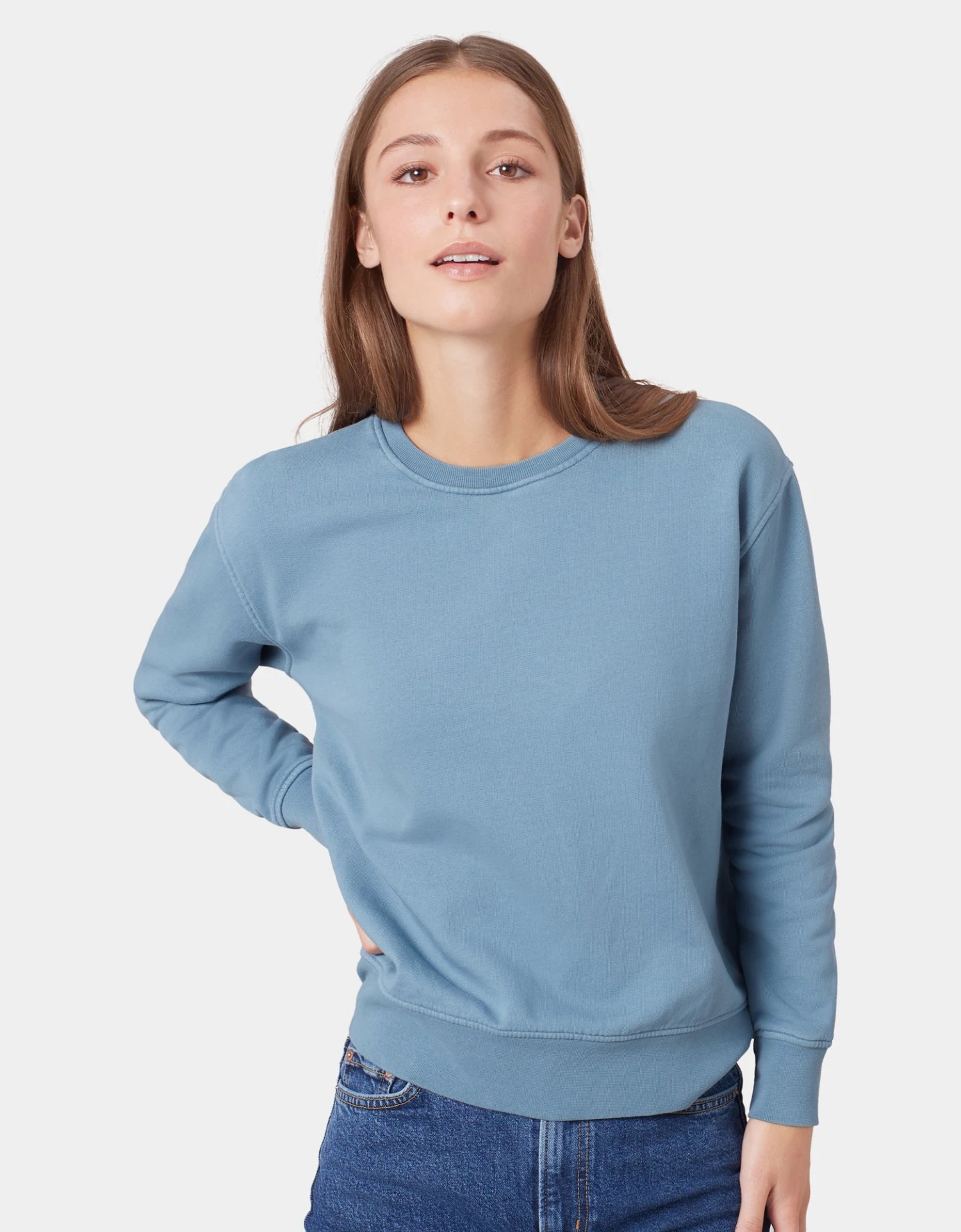 Colorful Standard Women Classic Organic Crew - Stone Blue 5 Colorful Standard Women Classic Organic Crew - Stone Blue - Image 3
