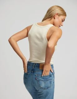 Colorful Standard Women Organic Rib Tank Top - Ivory White -Active Fashion Store Women Organic Rib Tank Top Women Tank Top CS2054 Ivory White 3